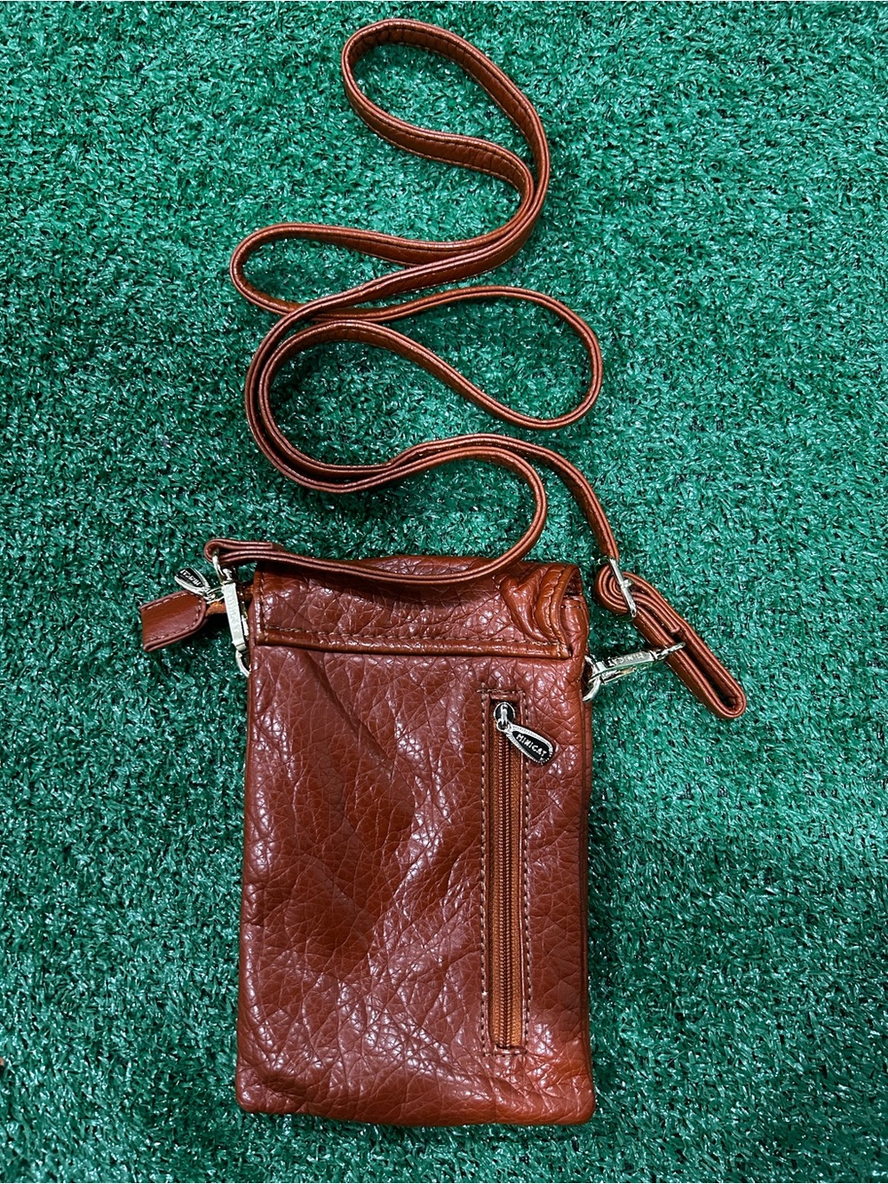 Minicat Brown Faux Leather Crossbody Cell Phone Purse